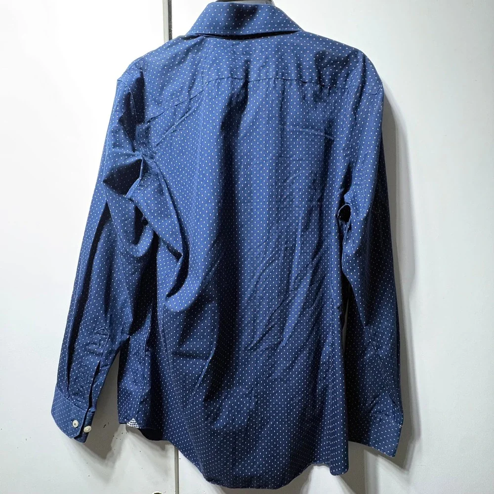 Banana Republic Mens Shirt Lot 6 Medium Blue Red Plaid Dot Cotton Non-Iron